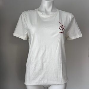 J.Crew White Cherry “Cerise” Short Sleeve Tee Shirt